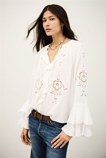 Ba&sh, OMAR flounced blouse, Ecru
